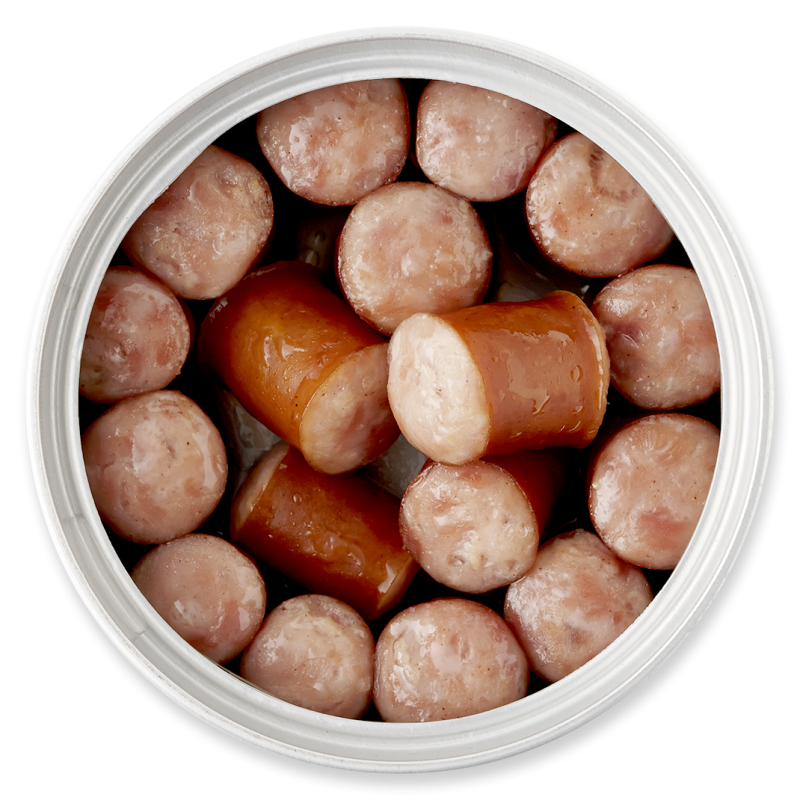 燻製粗挽きソーセージ – 明治屋 おいしい缶詰
